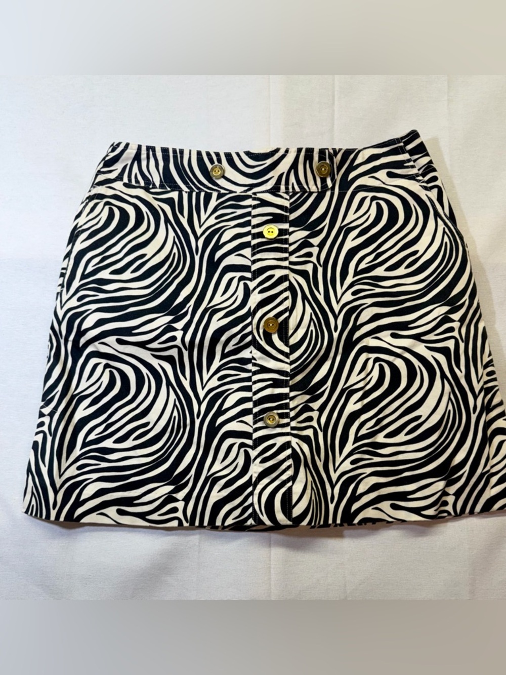 Sport Haley‎ Black & White Zebra-Print Button-Front Mini Skirt